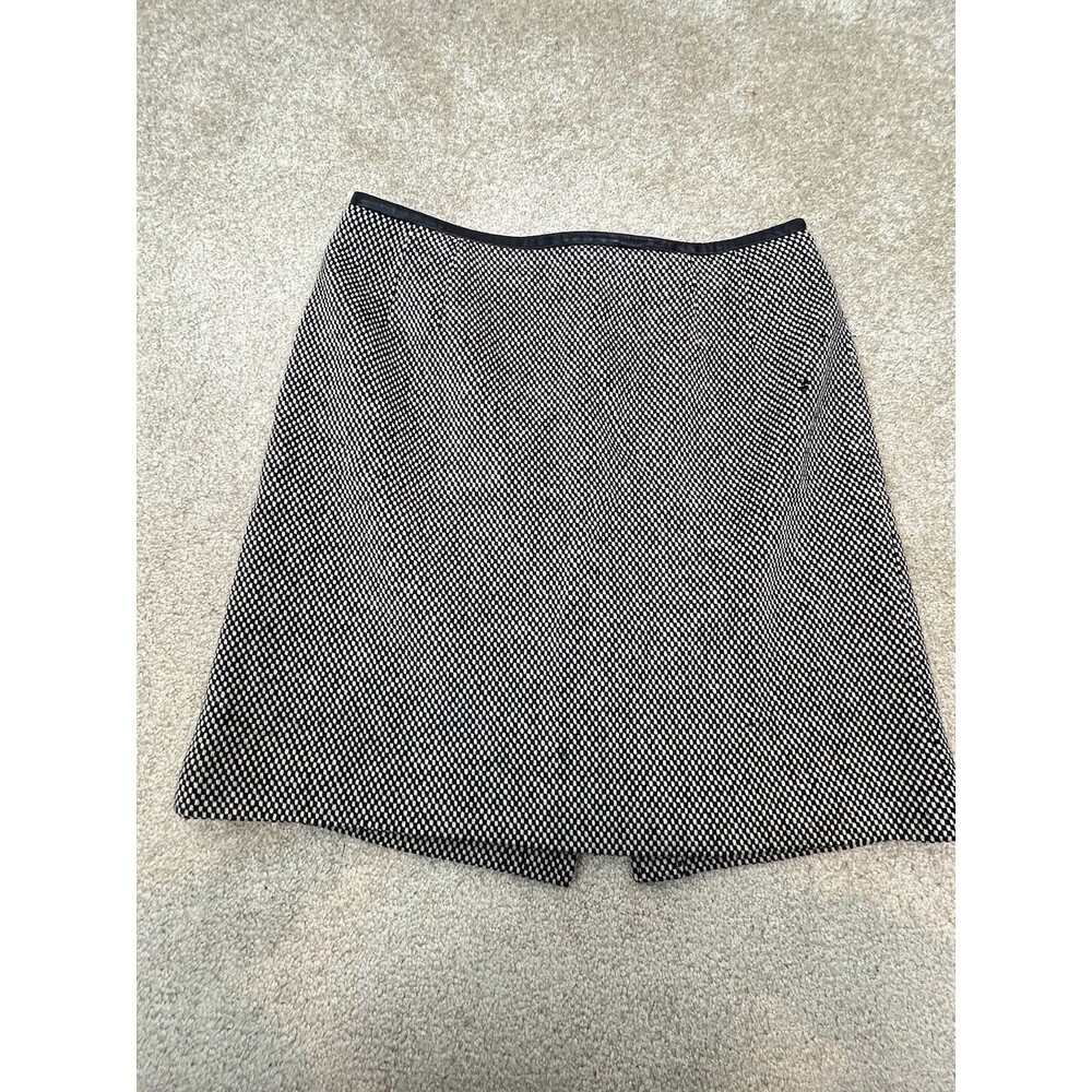 Talbots Women Black White Checkered‎ Wool Skirt Size Petites 12 A-line Lined